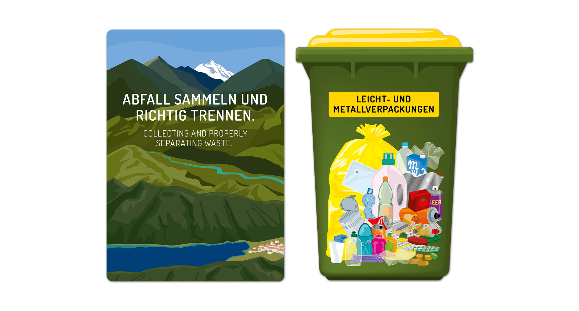 Umweltschutz, Mülltrennung, Illustration, Grafikdesign